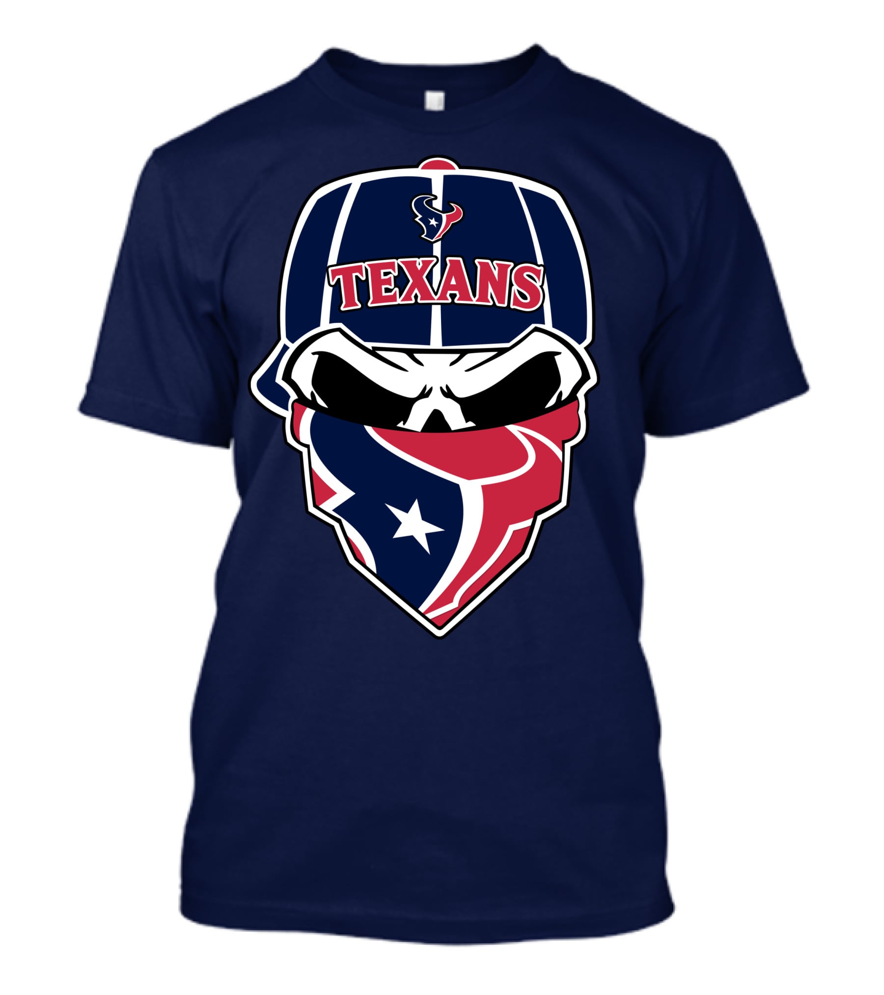 Houston Texans Skull Bandana And Cap T-Shirt