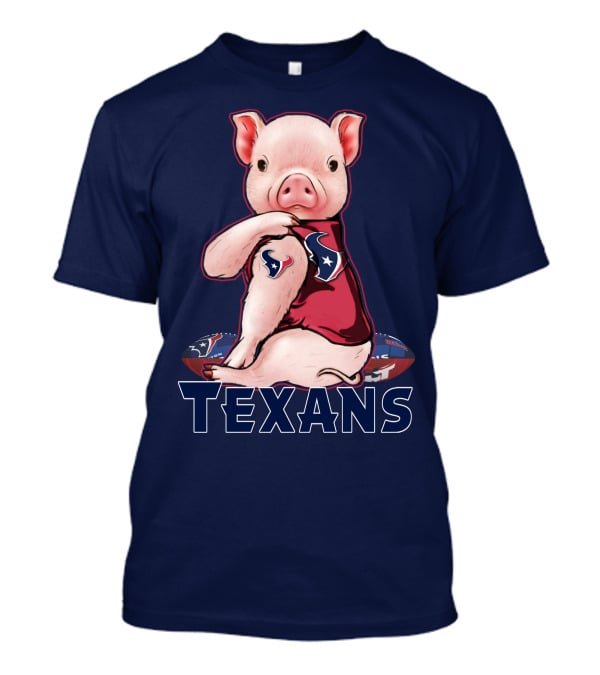 Texans Pig With Houston Logo Football T-Shirt