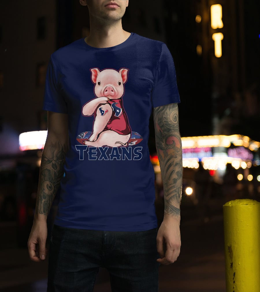 Texans Pig With Houston Logo Football T-Shirt