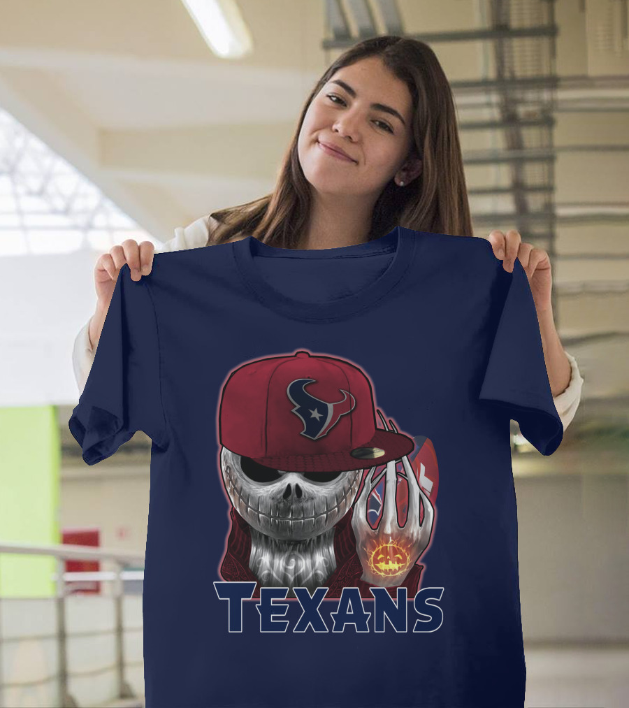 Jackskull Texans Football Halloween Pumpkin T-Shirt