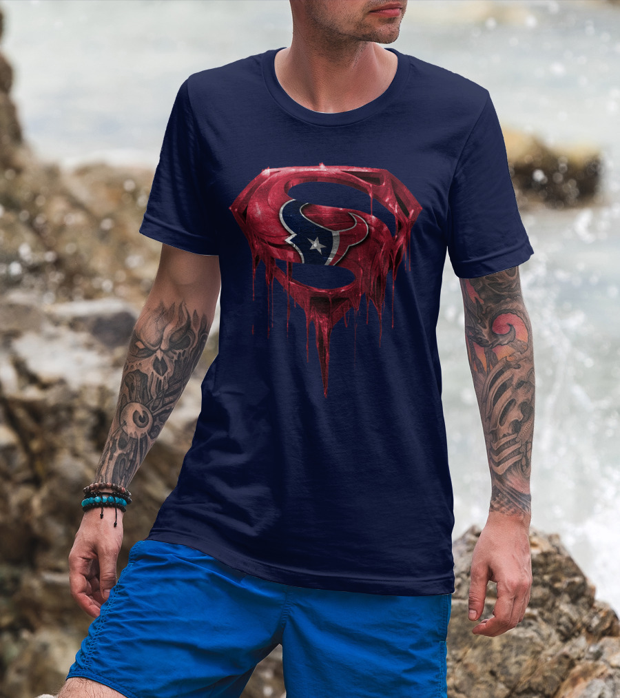 Superman Houston Texans Logo Fusion T-Shirt