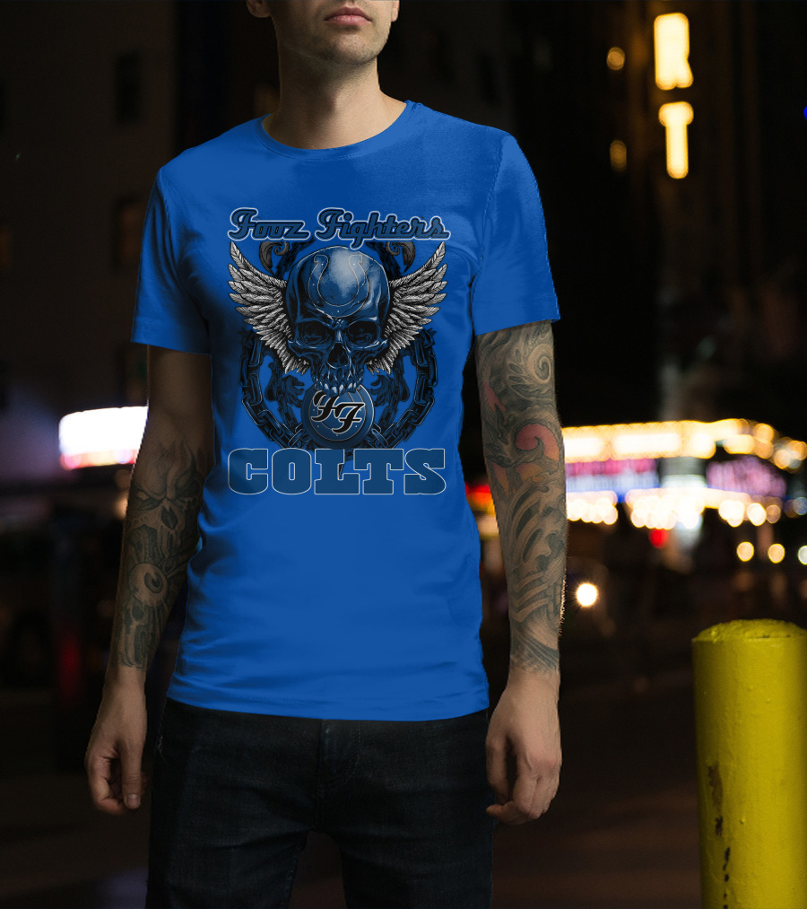 Foo Fighters Indianapolis Colts Wings Skull T-Shirt