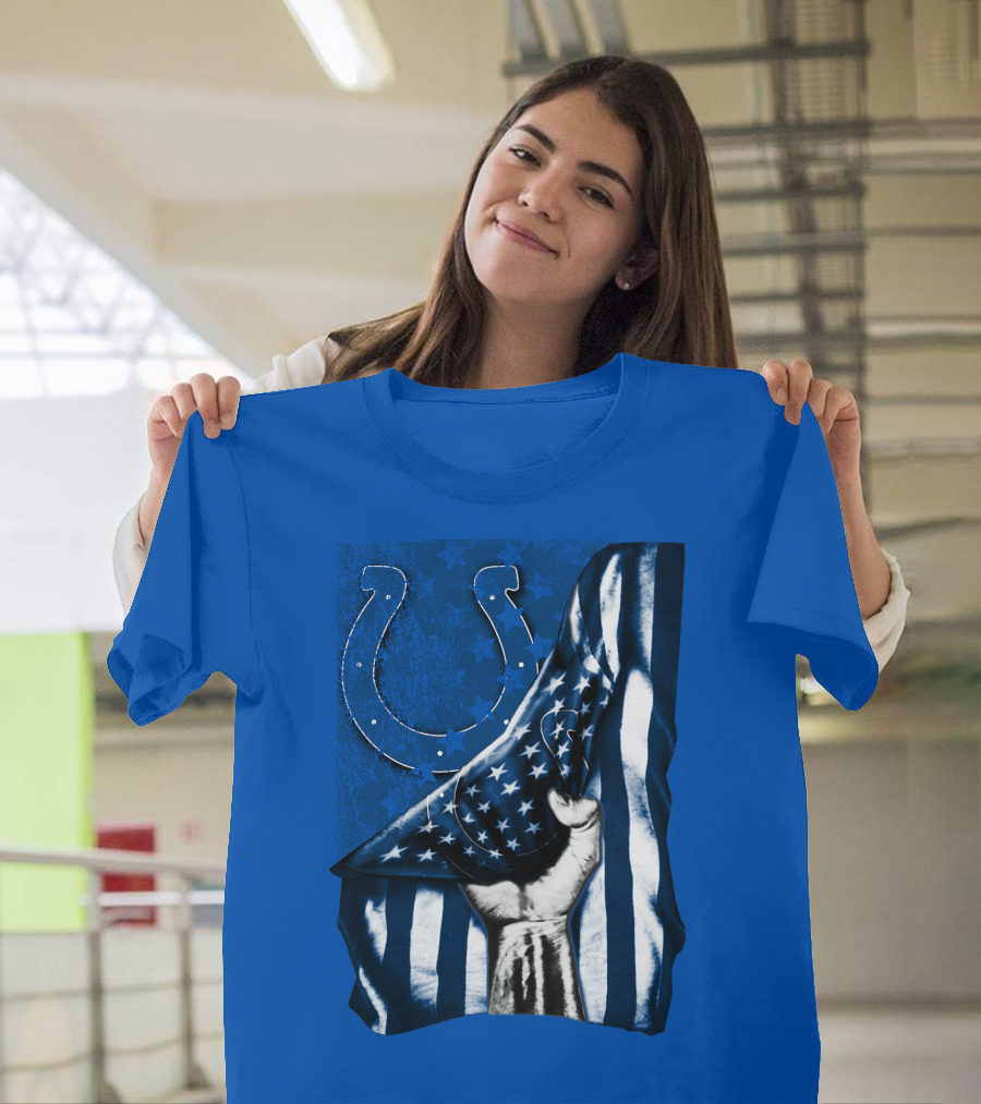Indianapolis Colts American Flag Horseshoe T-Shirt