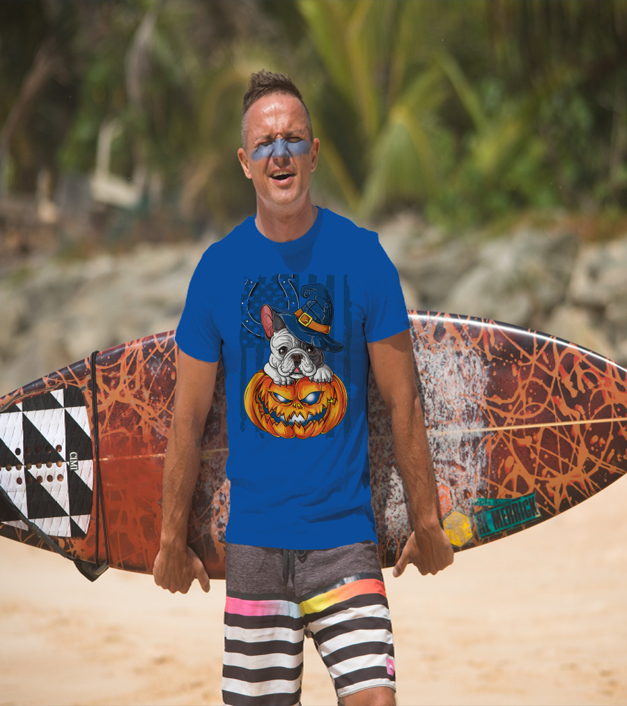 Hlw Bulldog Witch Hat Pumpkin Indianapolis Colts T-Shirt