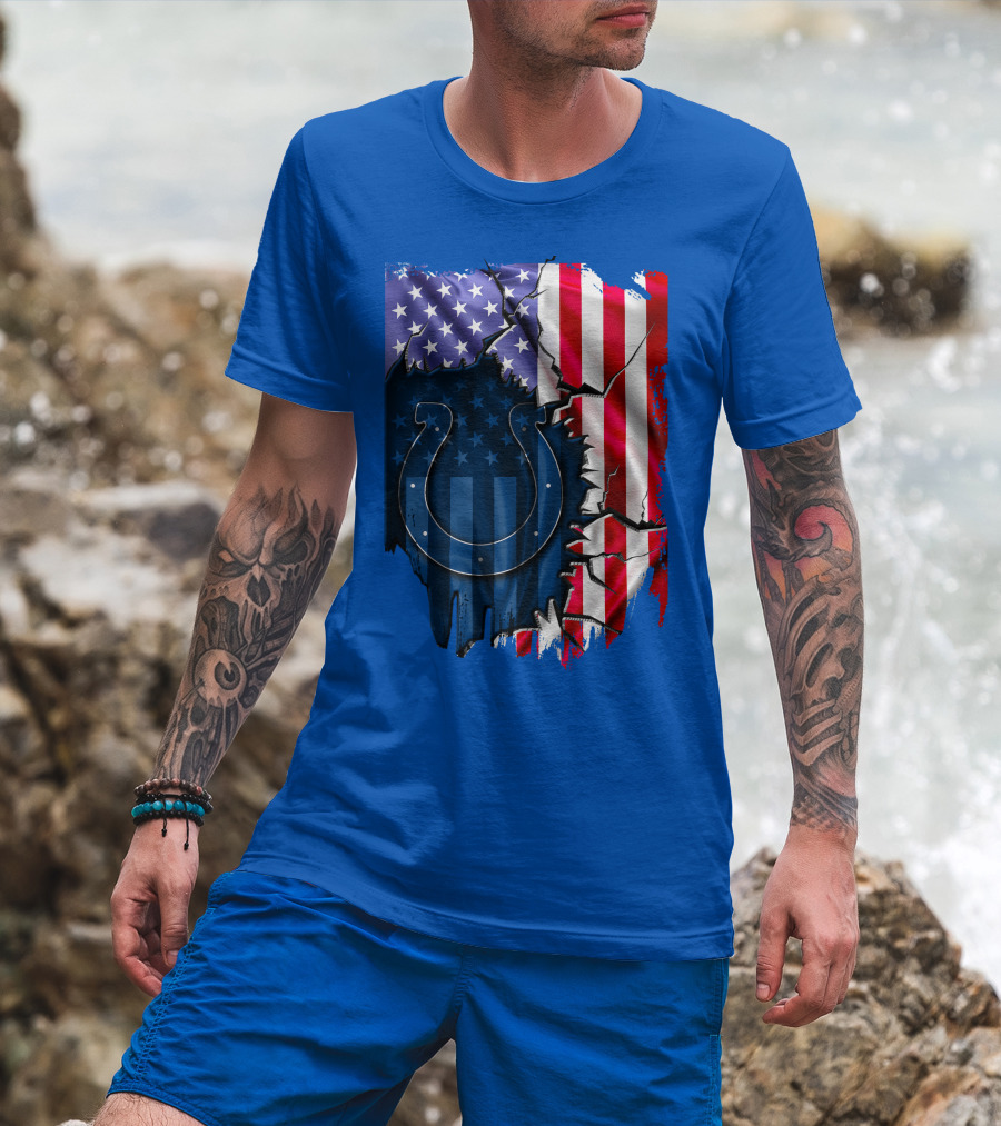 American Flag Indianapolis Colts Horseshoe T-Shirt