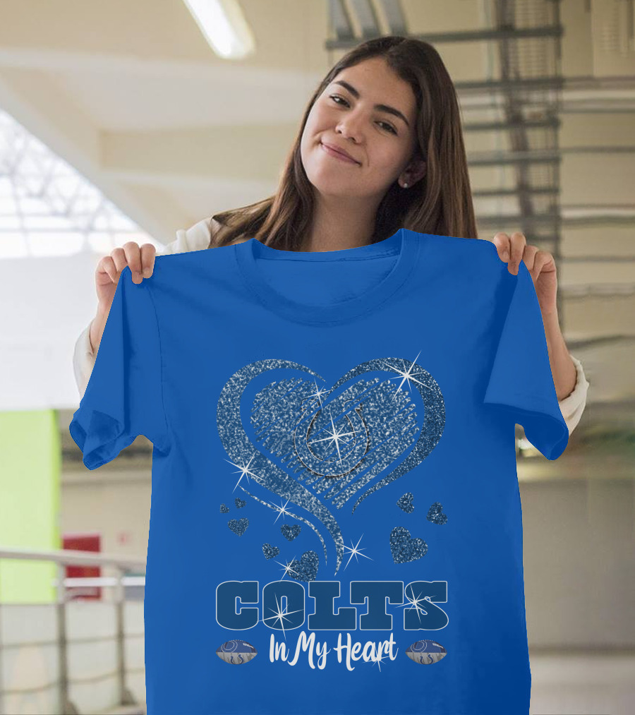 Colts In My Heart Sparkling Blue Heart T-Shirt