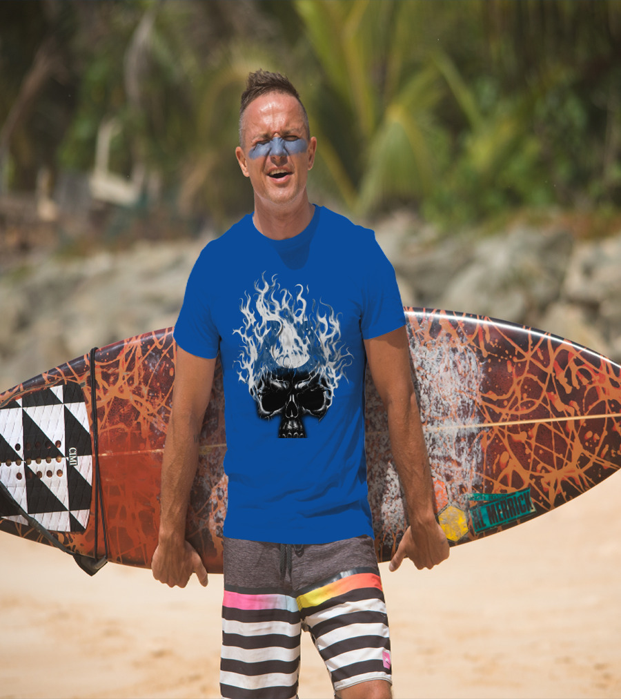 Indianapolis Colts 04 Skull With Horseshoe And Flames T-Shirt