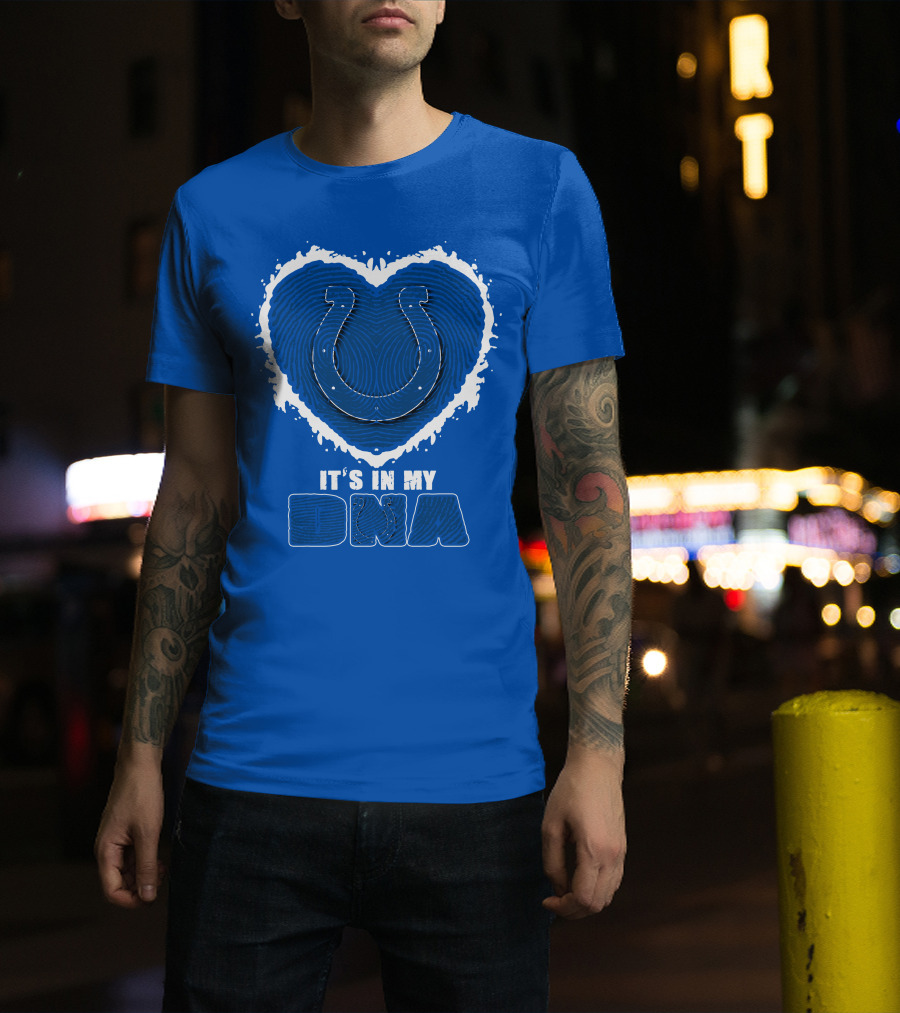 Indianapolis Colts It's In My Dna Heart Horseshoe Fingerprint T-Shirt