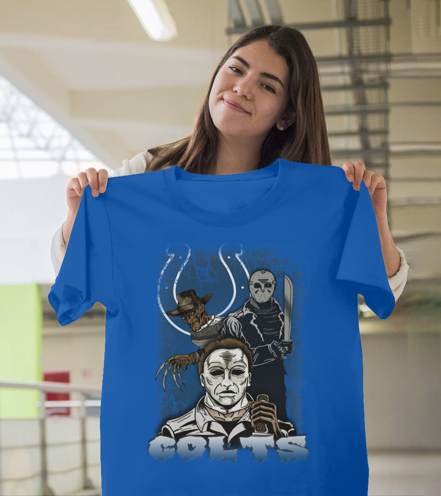 Colts Indianapolis Horror Characters Halloween Mashup T-Shirt