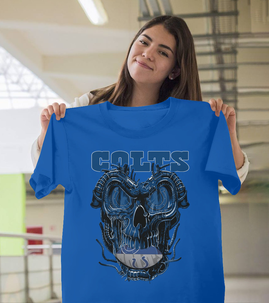 Dragonskull Colts Skull With Indianapolis Horseshoe T-Shirt
