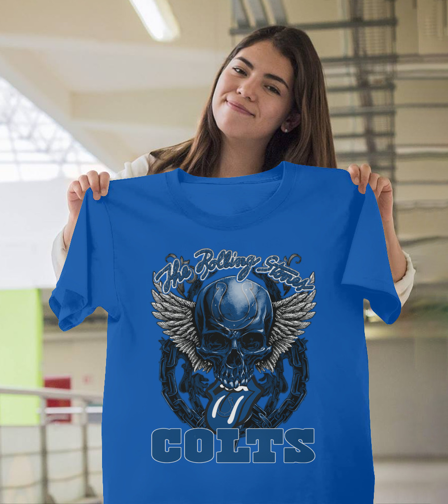 The Rolling Stones Colts Logo Skull Winged Chain T-Shirt