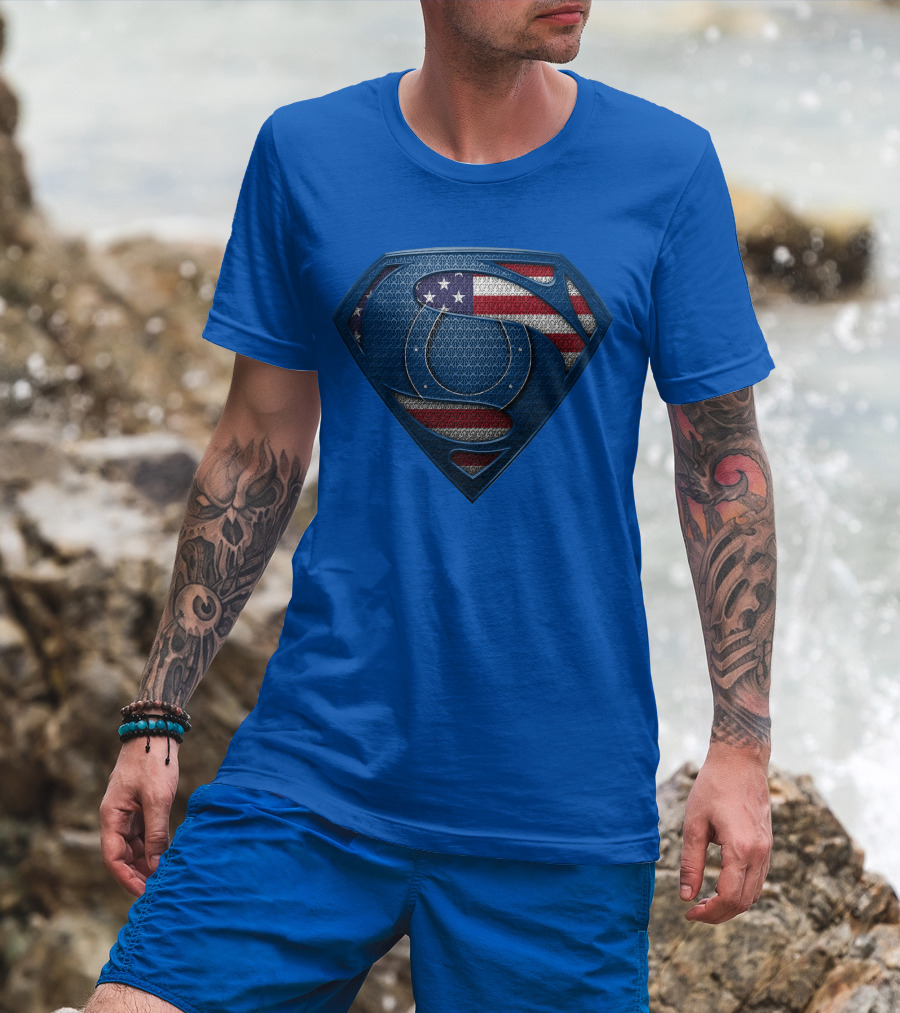 Spm Indianapolis Colts American Flag Superman T-Shirt
