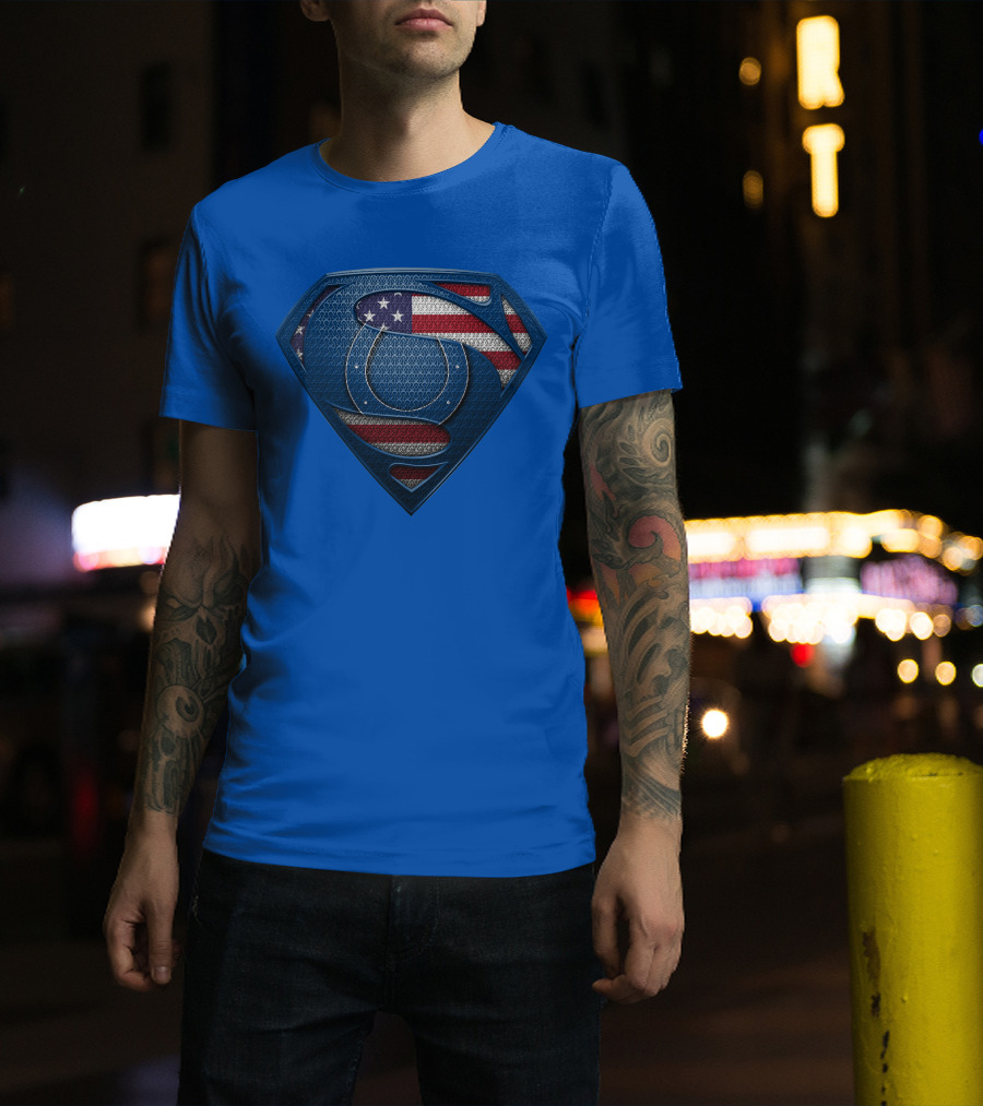 Spm Indianapolis Colts American Flag Superman T-Shirt