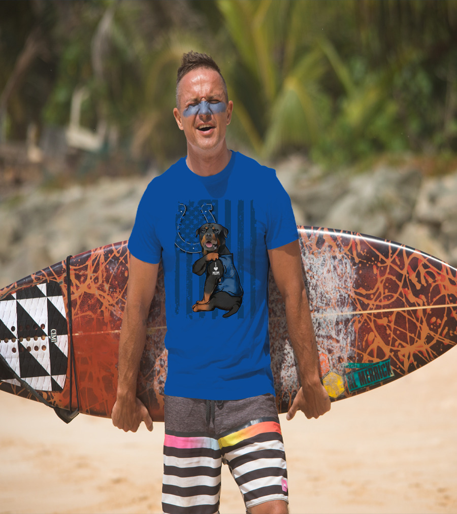 Rottweiler I Love Mom Indianapolis Colts American Flag T-Shirt