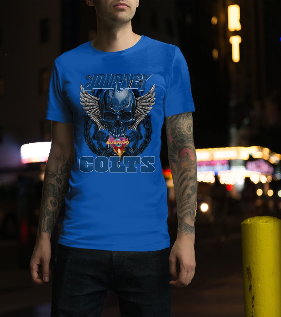 Journey Indianapolis Colts Skull Wings Chains T-Shirt