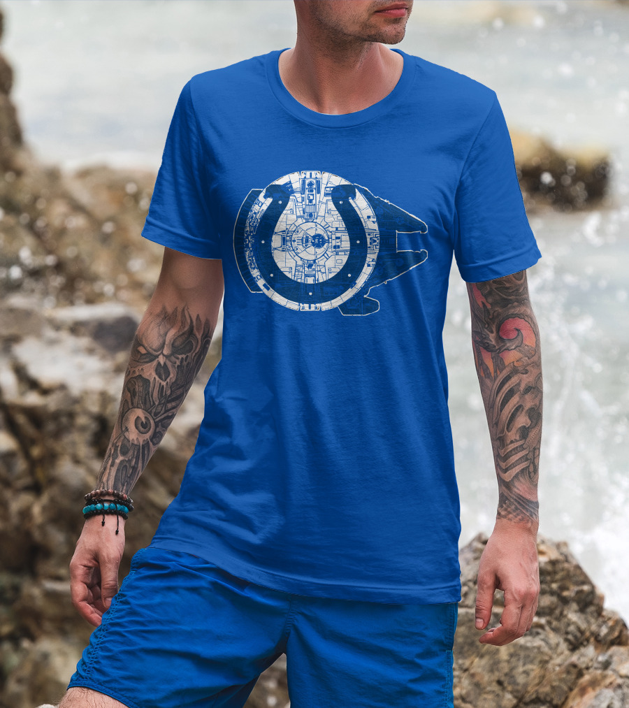 Indianapolis Colts 55 Millennium Falcon Blueprint T-Shirt