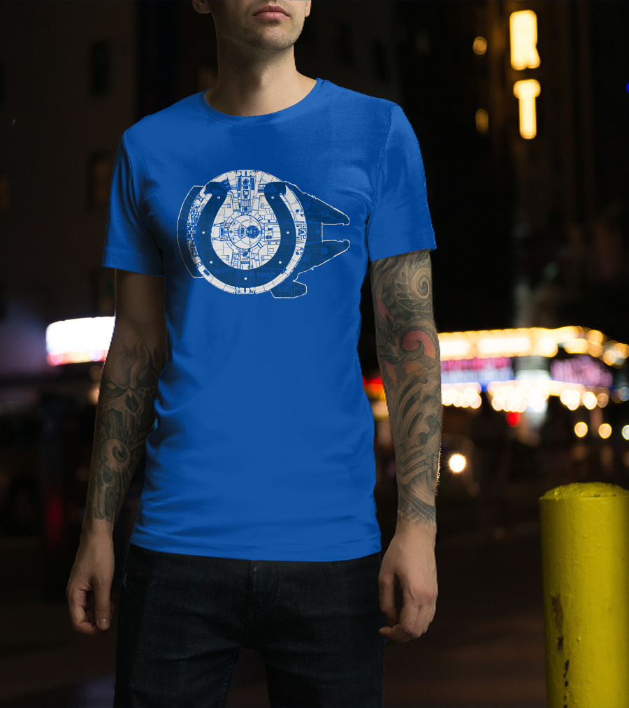 Indianapolis Colts 55 Millennium Falcon Blueprint T-Shirt