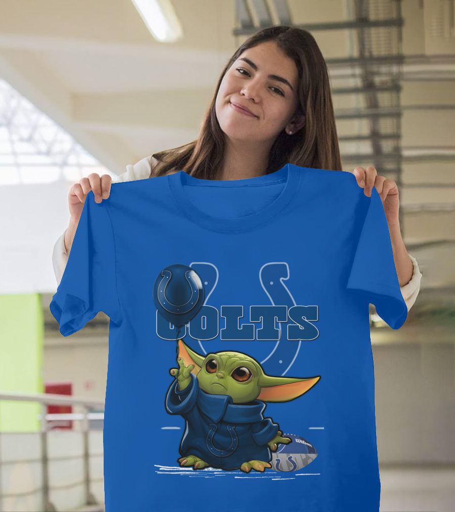 Colts Yoda Holding Horseshoe Balloon and Football T-Shirt