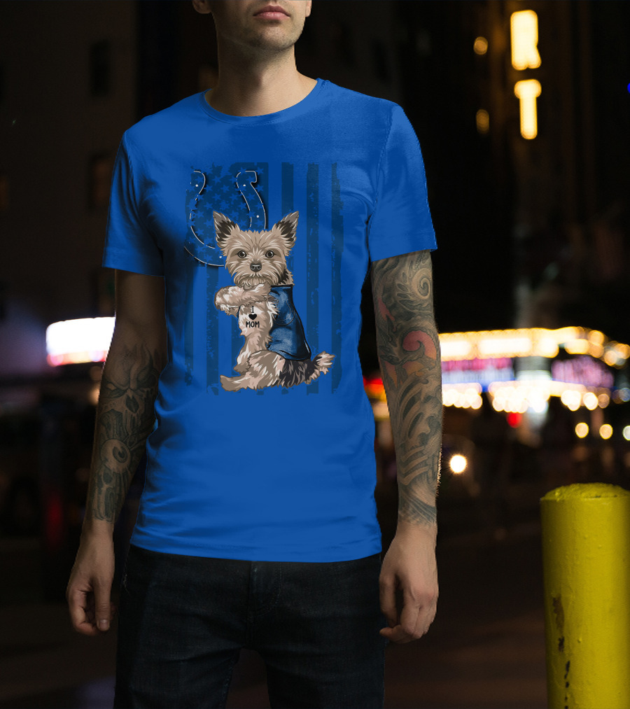 Yorkshire Terrier I Love Mom Indianapolis Colts Stars Stripes T-Shirt