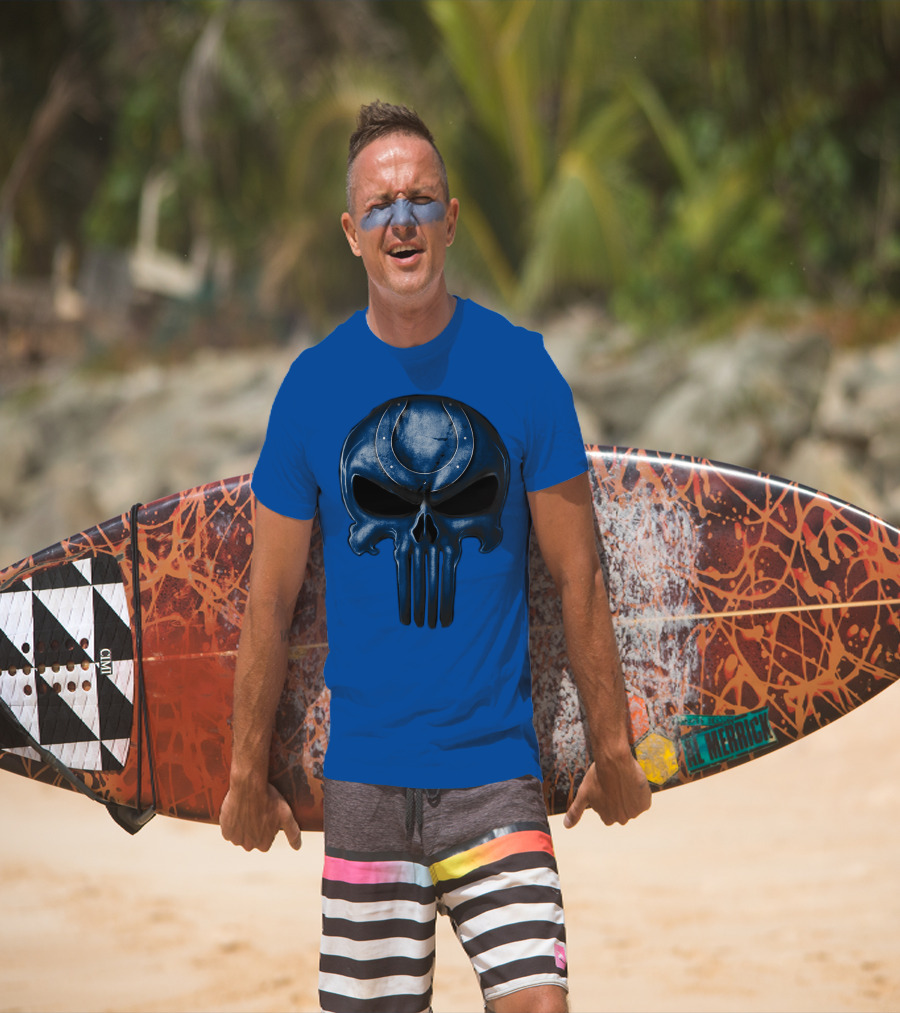 Skull Indianapolis Colts Blue Horseshoe T-Shirt