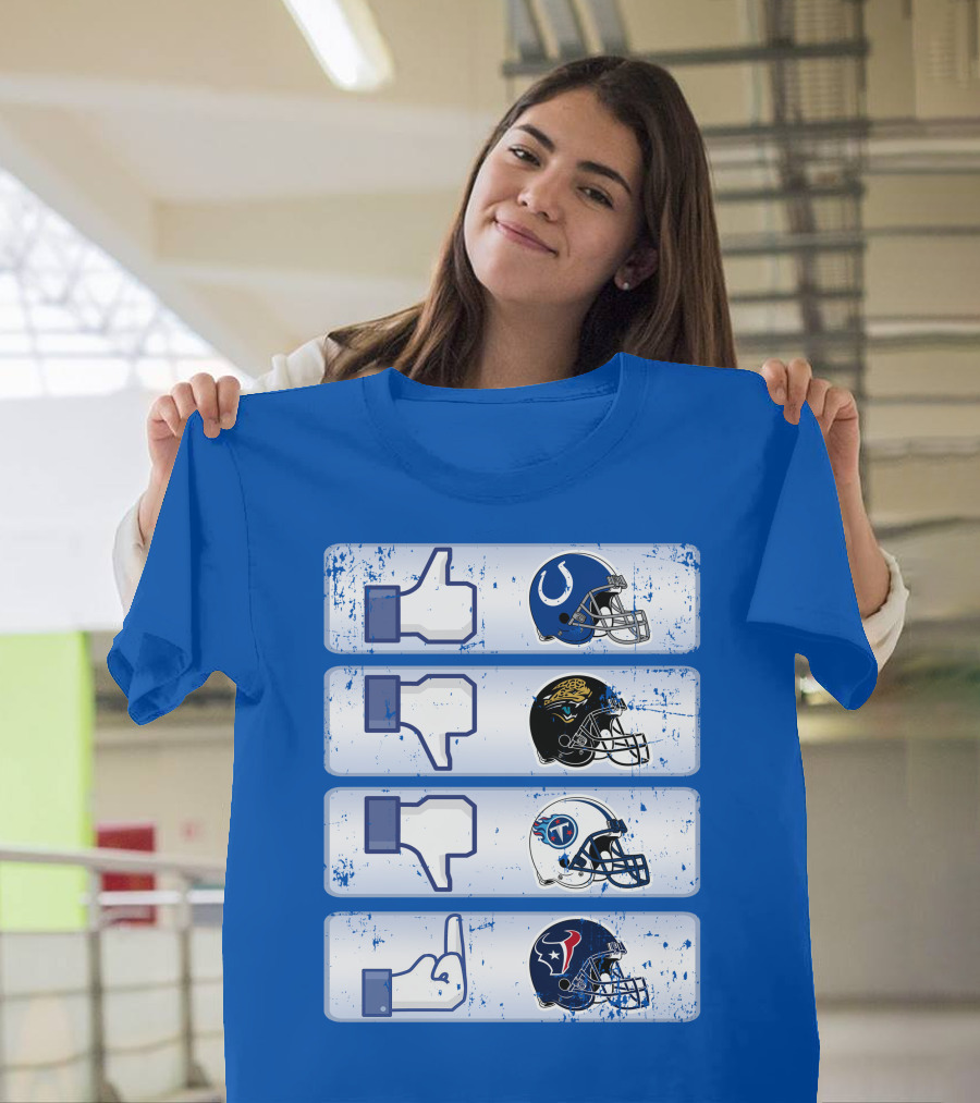 Indianapolis Colts Helmet Thumbs Up Rival Nfl Teams Jaguars Titans Texans T-Shirt