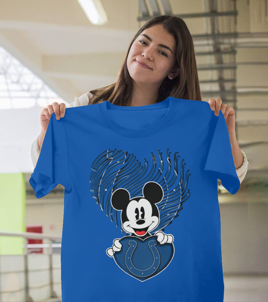 Mick Mickey Heart Indianapolis Colts Iconic Blue Fan T-Shirt