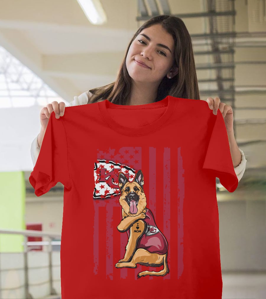 Kansas City Chiefs German Shepherd I Love Mom T-Shirt