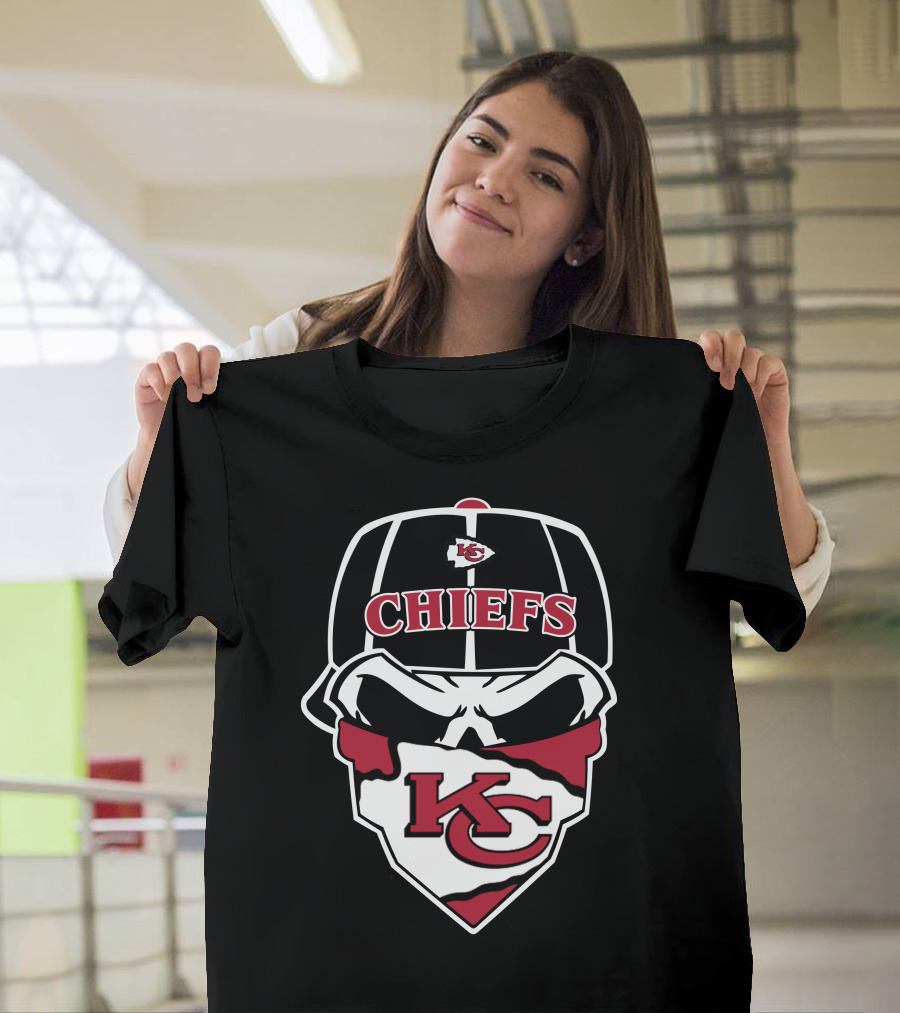 Kansas City Chiefs Kc Logo Skull Cap Bandana T-Shirt