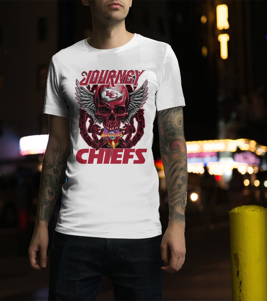 Journey Chiefs Kansas City KC Skull Wings Flame Chains T-Shirt