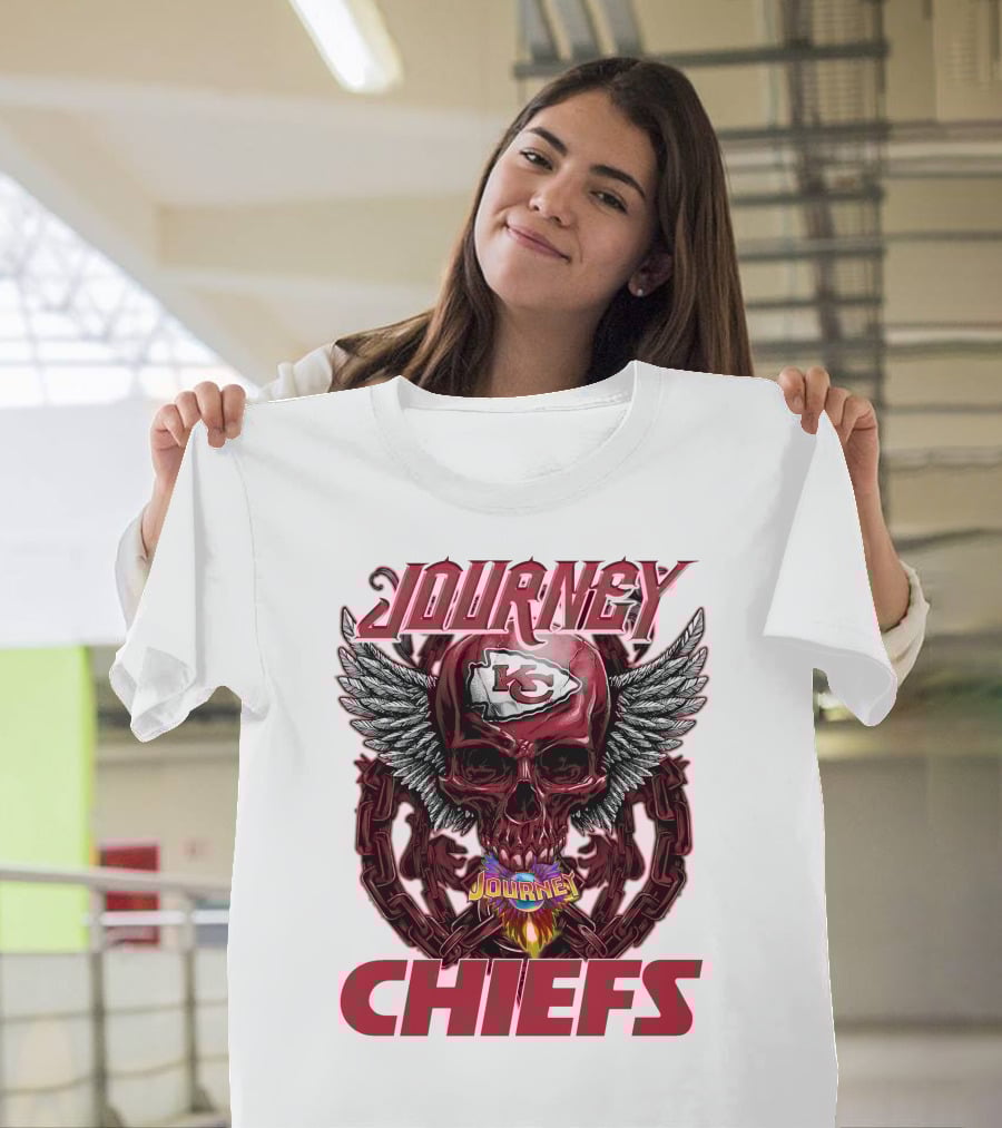 Journey Chiefs Kansas City KC Skull Wings Flame Chains T-Shirt