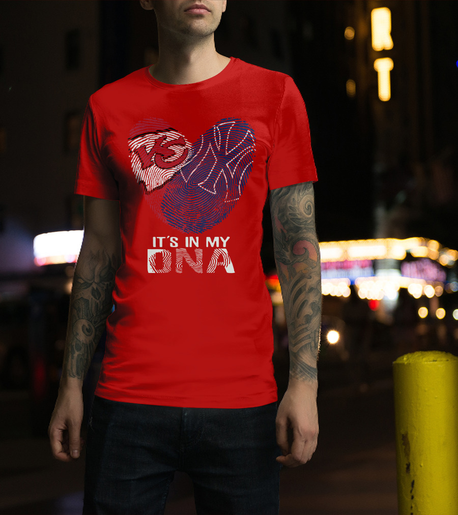 Kansas City Chiefs It's In My Dna Football Fingerprint Heart T-Shirt