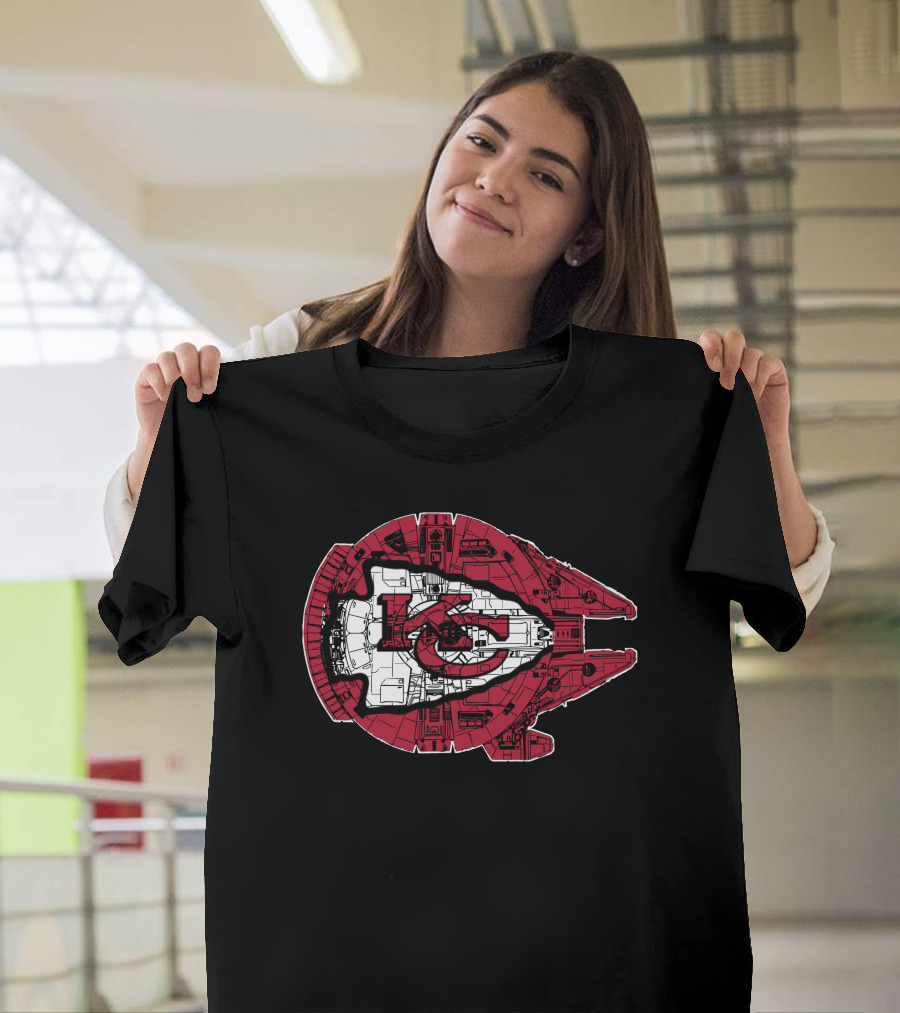 Kansas City Chiefs Star Wars Millennium Falcon 49 Logo Combo T-Shirt