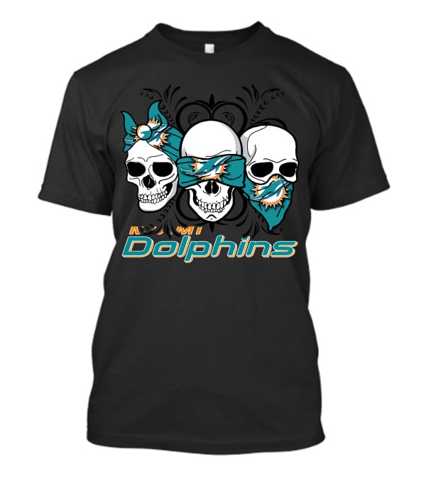 3 Skull Miami Dolphins T-Shirt