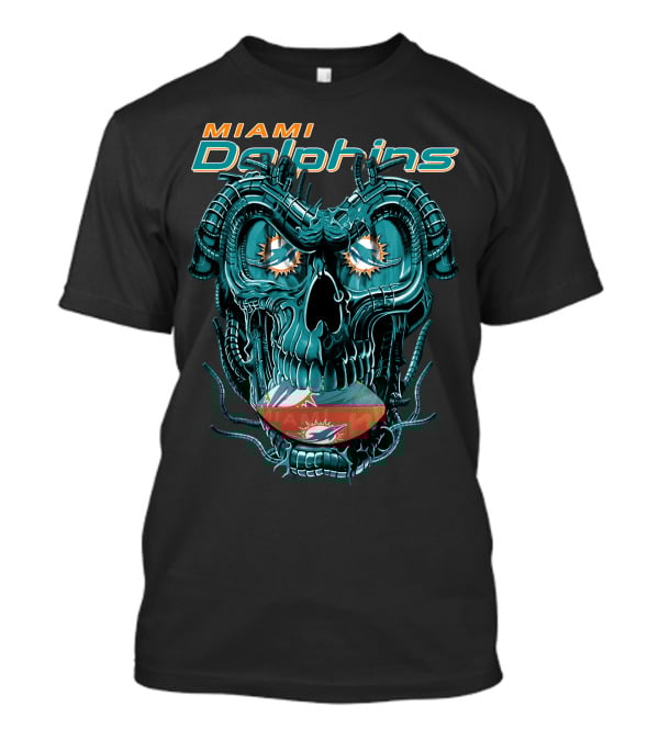 Miami Dolphins Dragonskull Football Helmet T-Shirt