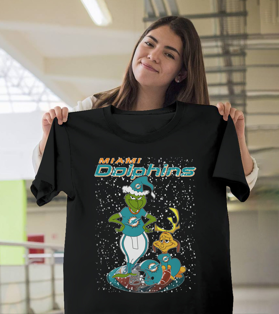 Grinchxmas Miami Dolphins Holiday Team Spirit T-Shirt