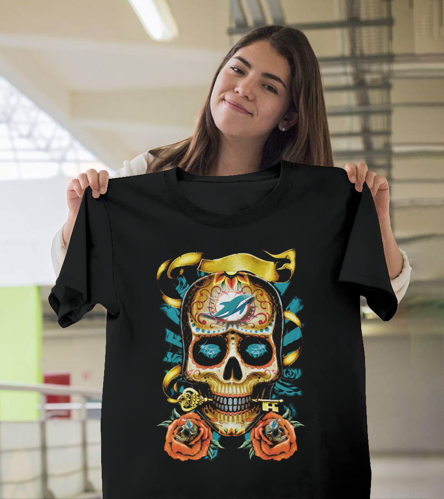 Miami Dolphins Sugar Skull T-Shirt