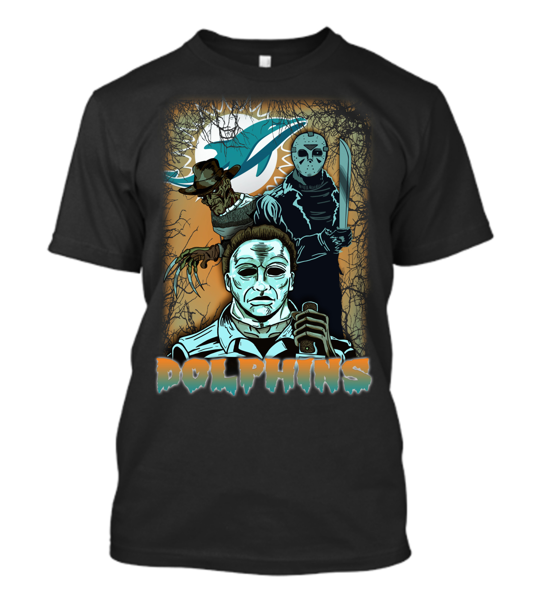 Miami Dolphins Horror Crossover Poster T-Shirt