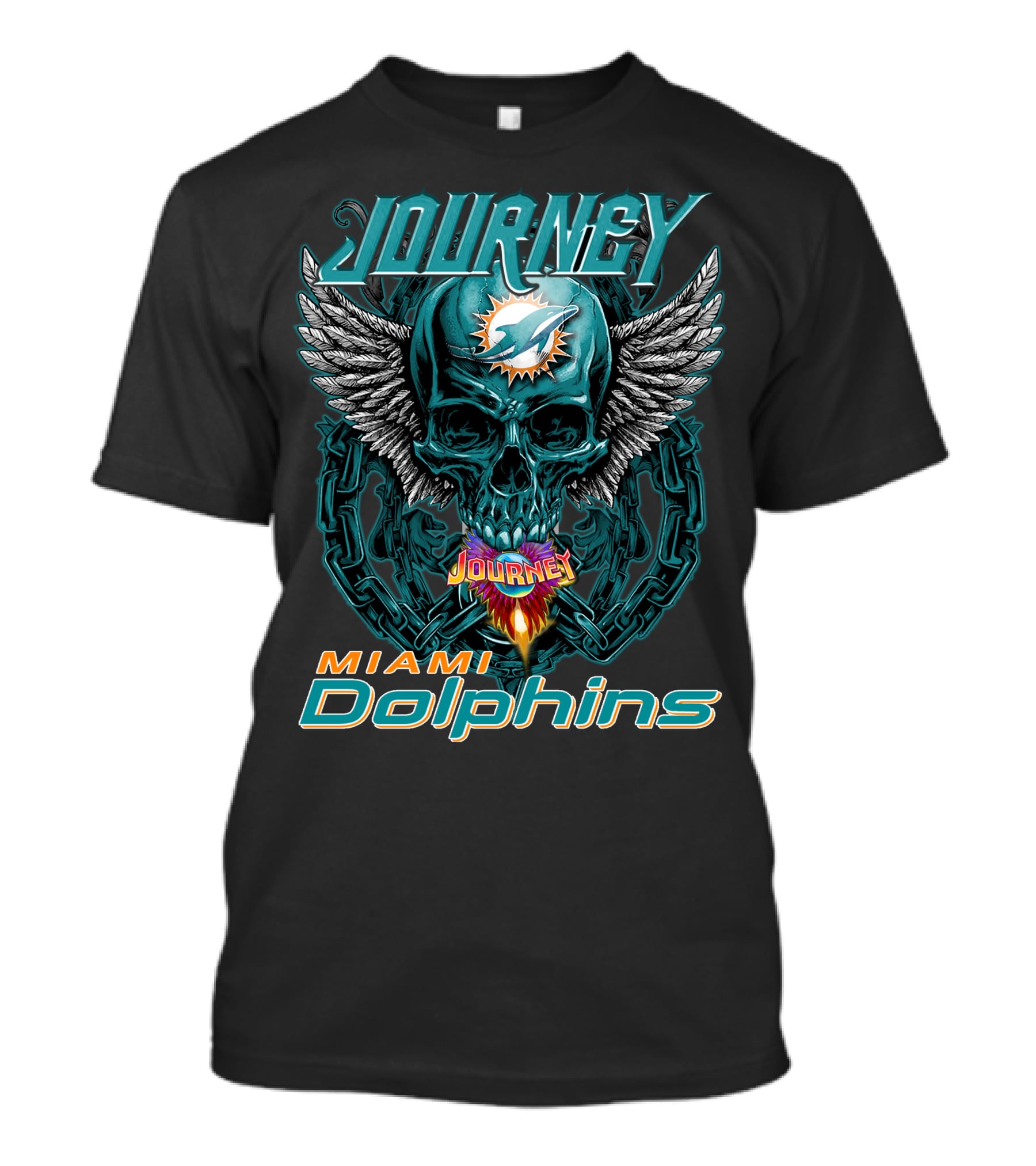 Journey Miami Dolphins Skull With Wings T-Shirt