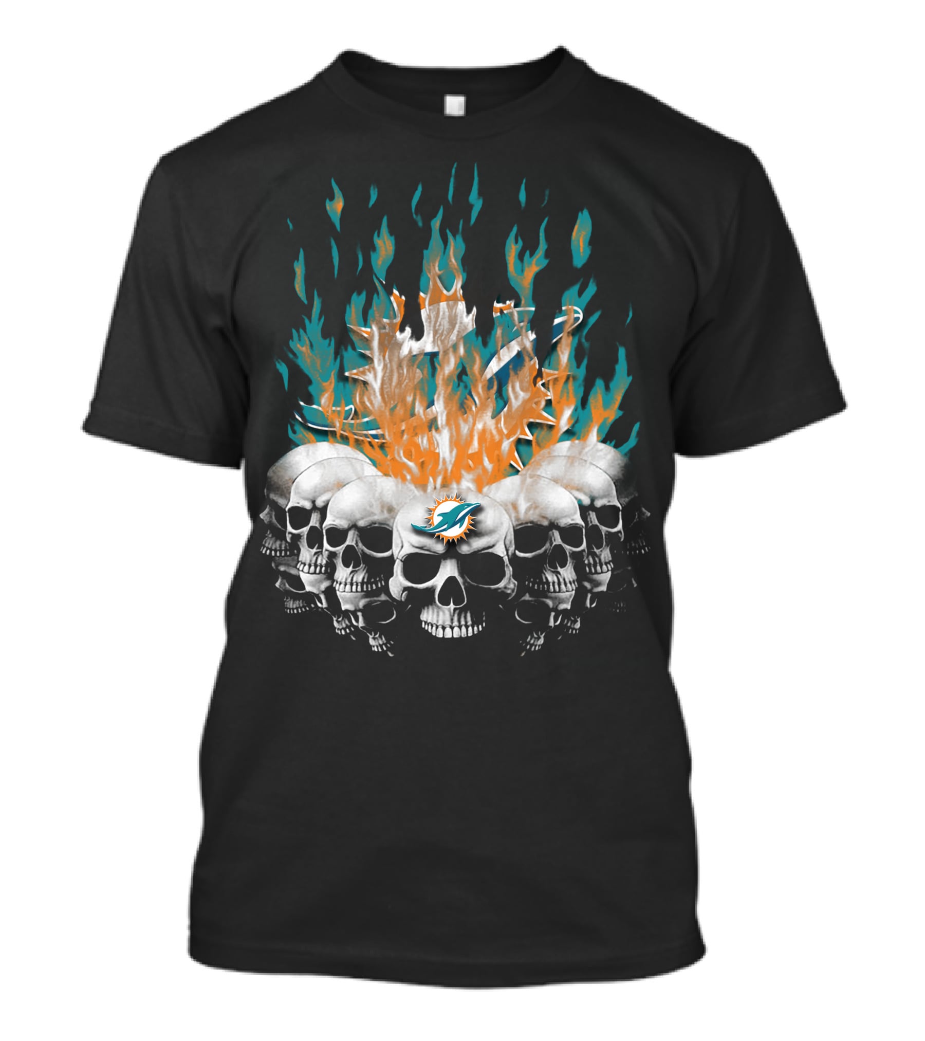 Miami Dolphins Skull Flames Graphic 18 T-Shirt