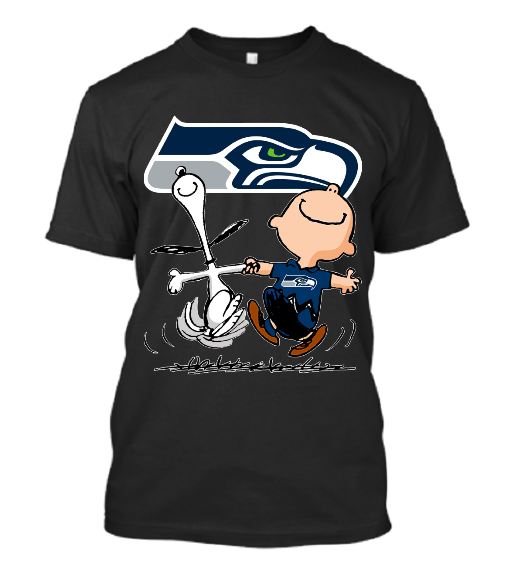 Snoopy Dance Seattle Seahawks Logo Charlie Brown T-Shirt
