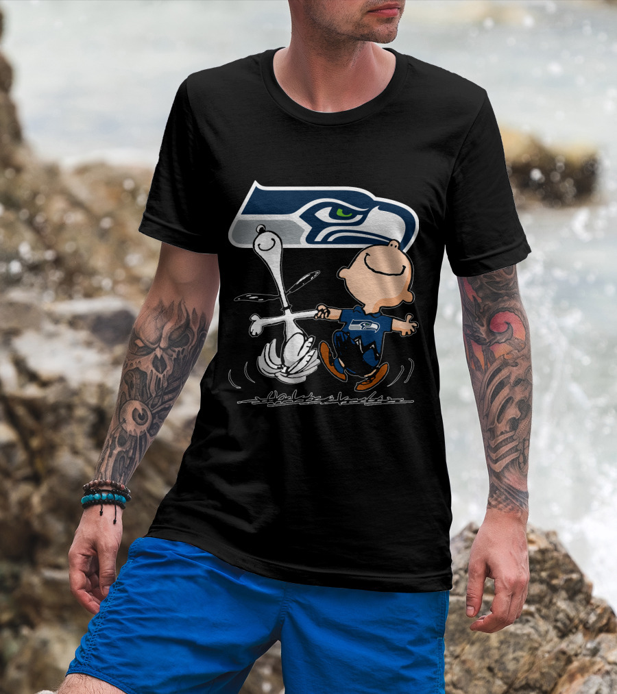 Snoopy Dance Seattle Seahawks Logo Charlie Brown T-Shirt