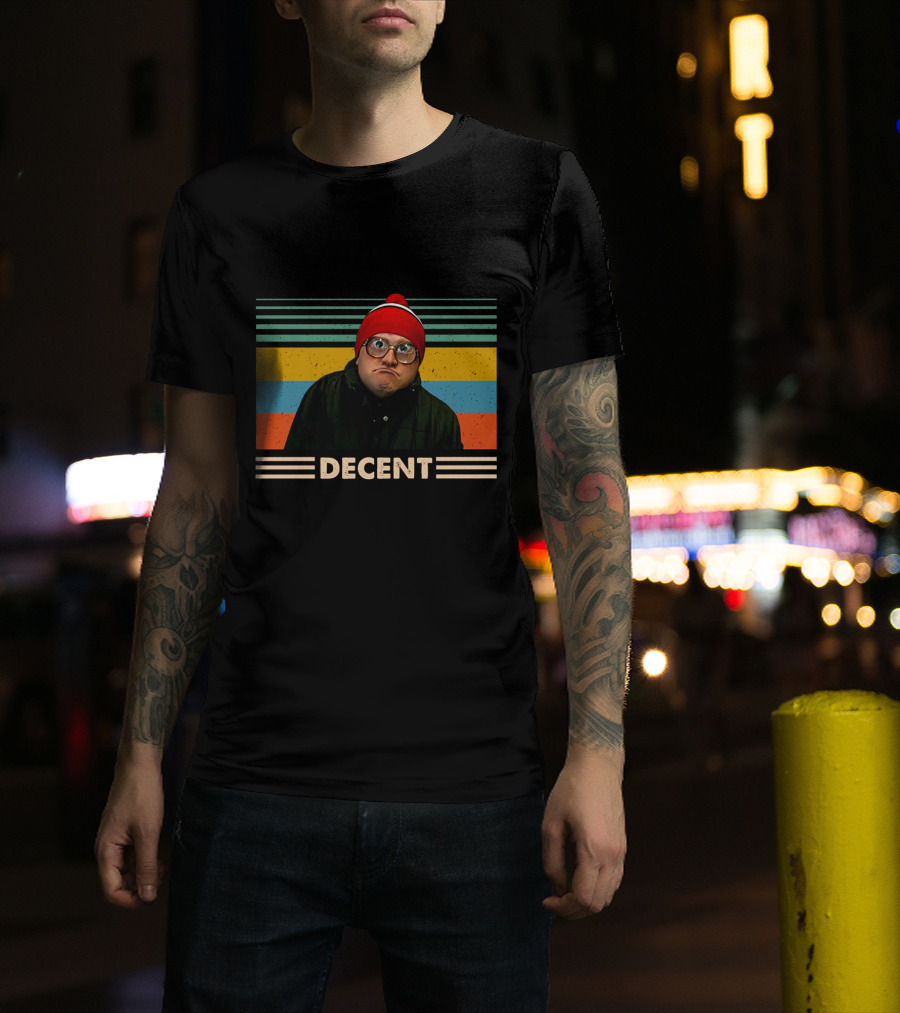 DEcent Retro Stripes Red Beanie Glasses Character T-Shirt