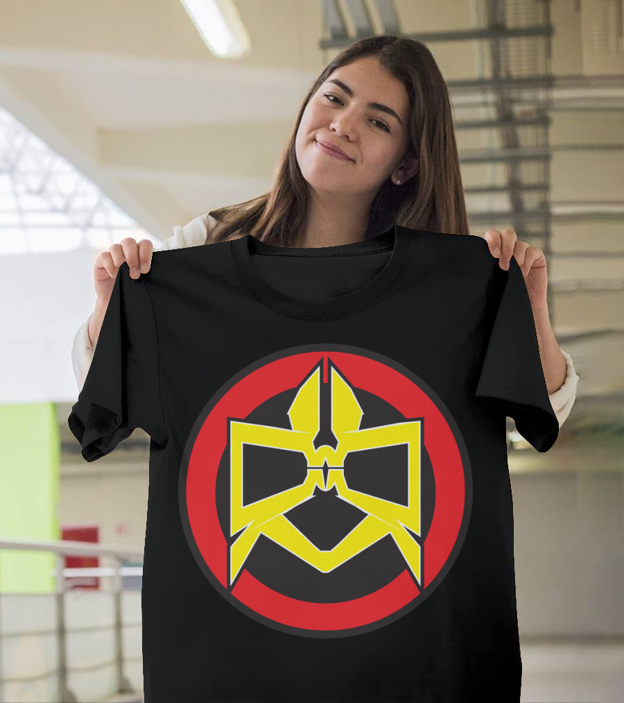 Dad Super Hero Mask Emblem with Red Circle and Yellow Black Contrast T-Shirt