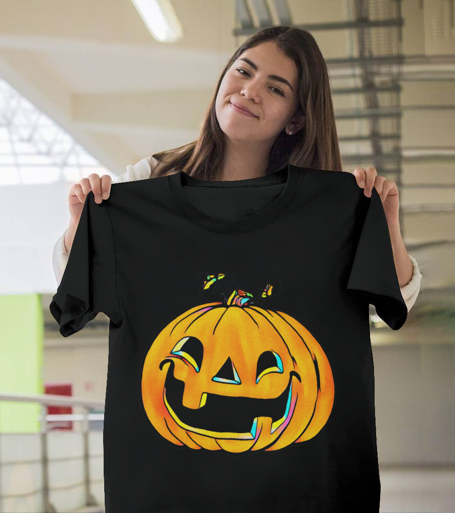 Colorful Laughing Party Pumpkin Halloween Jack O'Lantern T-Shirt