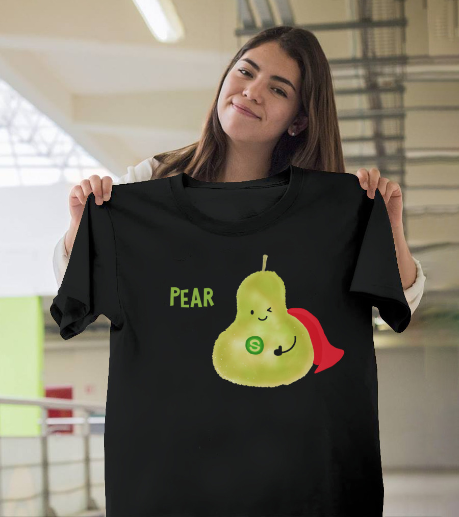 Super Pear Food from My Garden Funny Garden Pun with Superhero T-Shirt