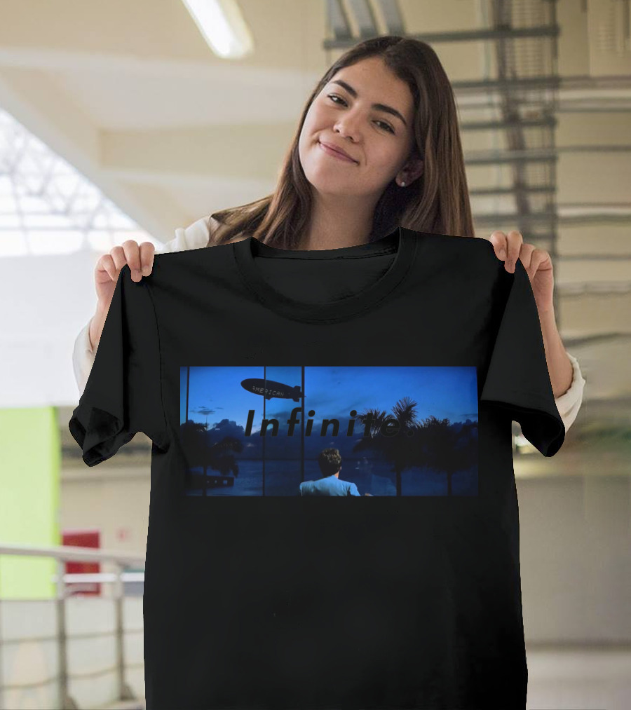Infinite Blue Horizon Blimp Scene T-Shirt
