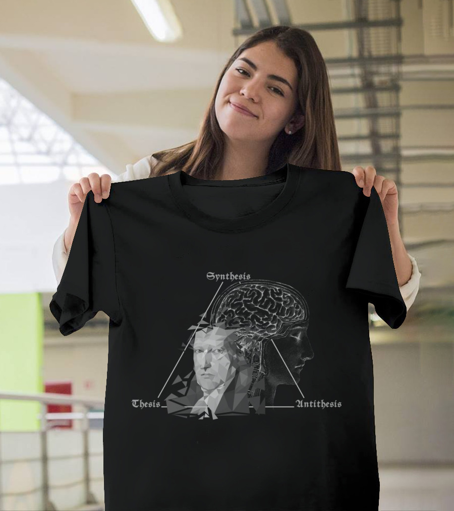 Hegelian Dialectic: Thesis Antithesis Synthesis with Geometric Brain T-Shirt