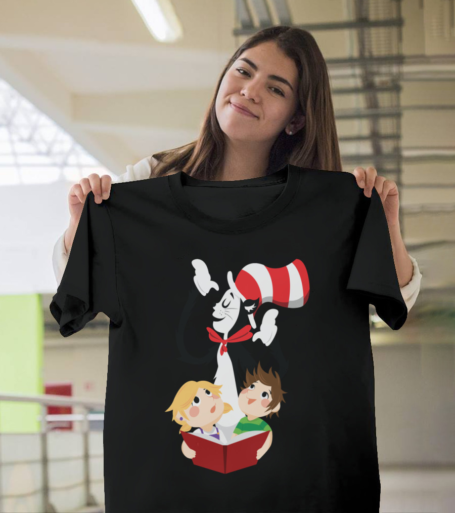 All You Need Is A Book Featuring Iconic Cat in the Hat Reading to Children T-Shirt