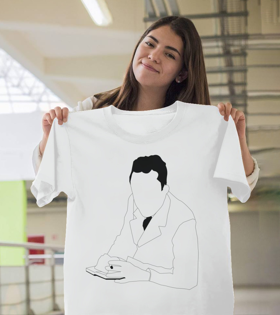 Albert Camus Silhouette with Pen and Book T-Shirt