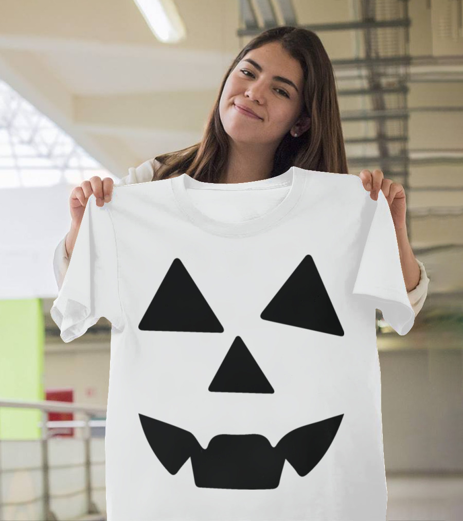 Halloween Pumpkin Scary Jack O'Lantern Face Black Triangles T-Shirt
